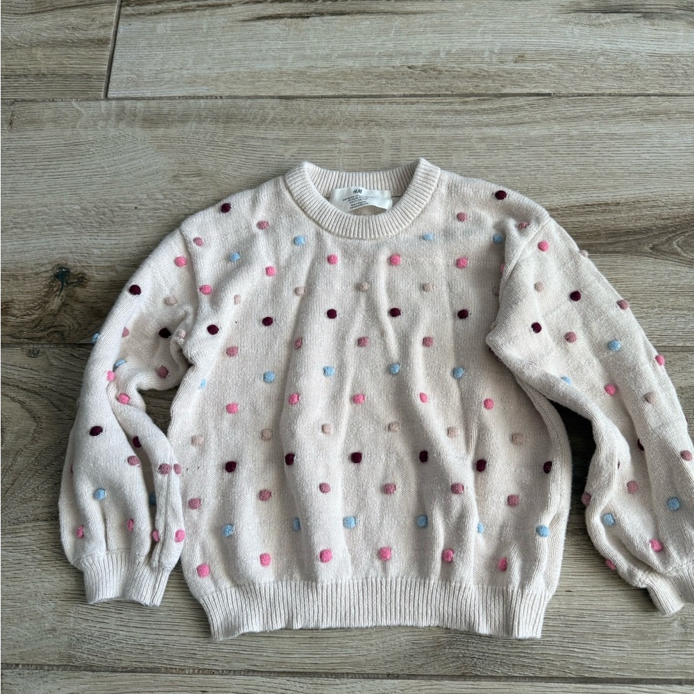 H&M Kids Polka Dot Sweater - Cream, Pink, Blue